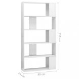 magasfényű fehér könyvszekrény/térelválasztó 80 x 24 x 159 cm