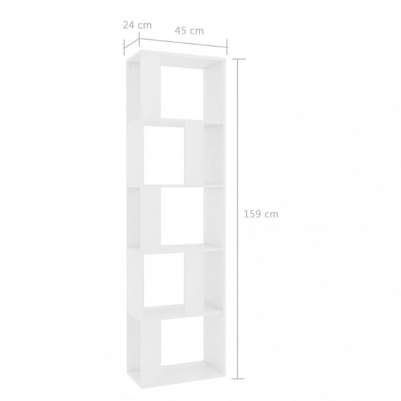 fehér szerelt fa könyvszekrény/térelválasztó 45 x 24 x 159 cm