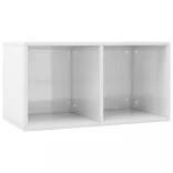 magasfényű fehér szerelt fa lemeztároló doboz 71 x 34 x 36 cm