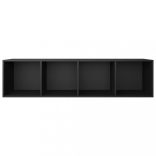 fekete szerelt fa könyv-/TV-szekrény 36 x 30 x 143 cm
