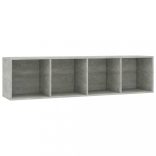 betonszürke szerelt fa könyv-/TV-szekrény 36 x 30 x 143 cm