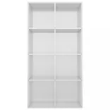 magasfényű fehér szerelt fa könyv-/tálalószekrény 66x30x130 cm