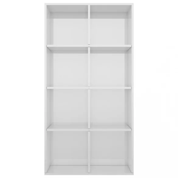 magasfényű fehér szerelt fa könyv-/tálalószekrény 66x30x130 cm