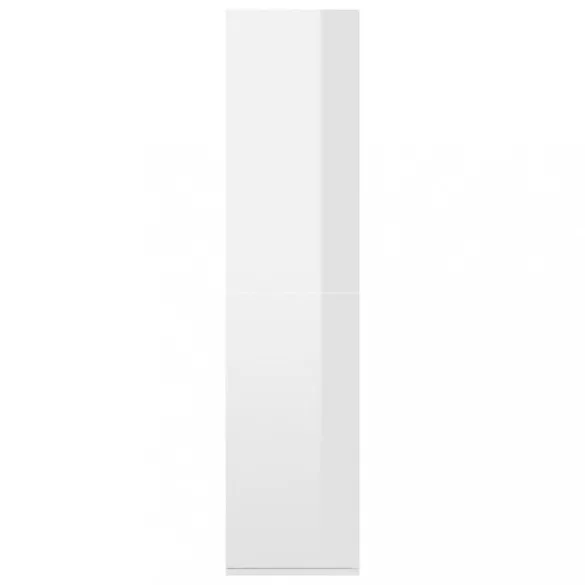 magasfényű fehér szerelt fa könyv-/tálalószekrény 66x30x130 cm