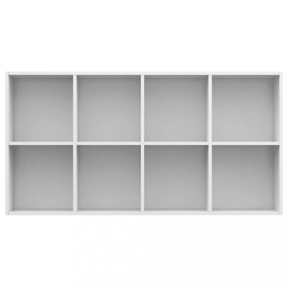 magasfényű fehér szerelt fa könyv-/tálalószekrény 66x30x130 cm