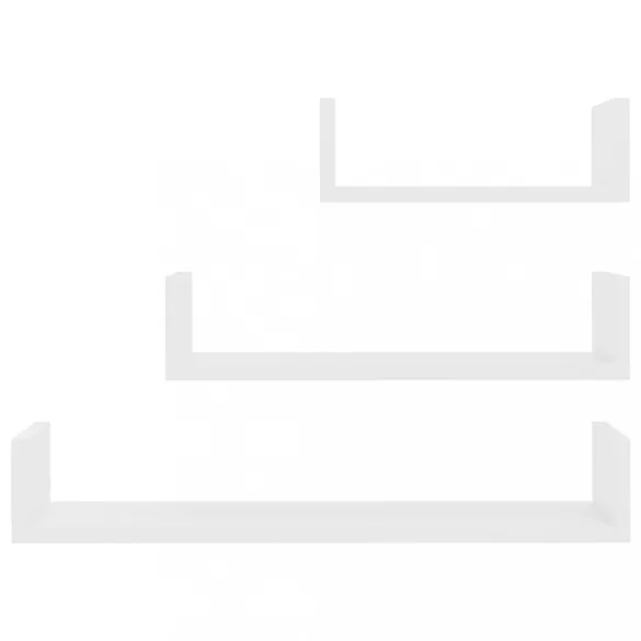 3 db fehér szerelt fa fali bemutatópolc