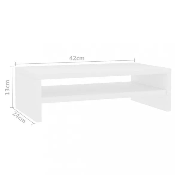 fehér szerelt fa monitorállvány 42 x 24 x 13 cm