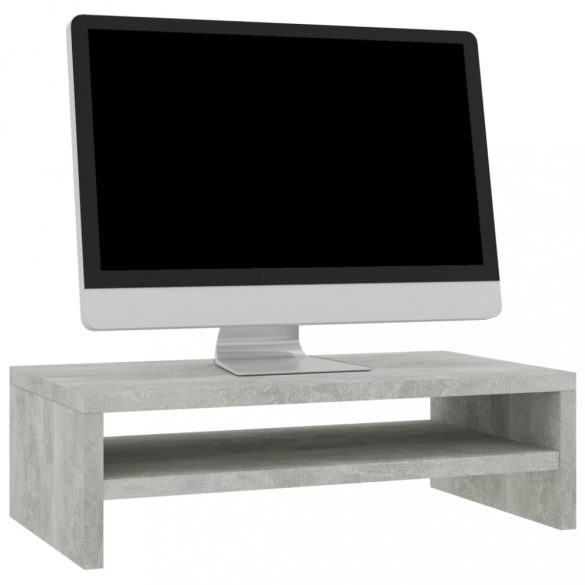 betonszürke szerelt fa monitorállvány 42 x 24 x 13 cm