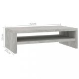 betonszürke szerelt fa monitorállvány 42 x 24 x 13 cm
