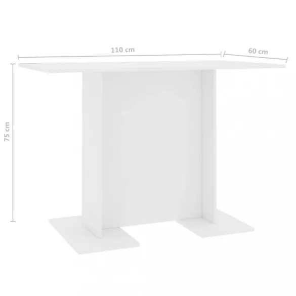 fehér szerelt fa étkezőasztal 110 x 60 x 75 cm