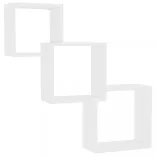 fehér kocka alakú szerelt fa fali polcok 68x15x68 cm