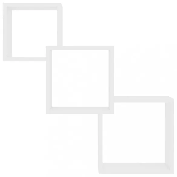 fehér kocka alakú szerelt fa fali polcok 68x15x68 cm