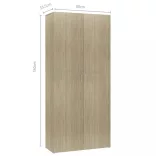 sonoma tölgy színű szerelt fa cipőszekrény 80 x 35,5 x 180 cm
