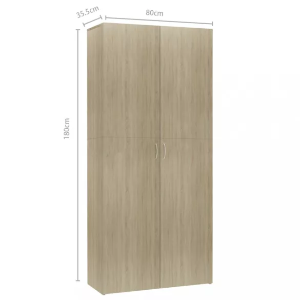 sonoma tölgy színű szerelt fa cipőszekrény 80 x 35,5 x 180 cm