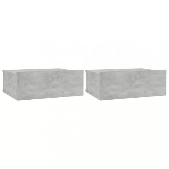2 db betonszürke szerelt fa függő éjjeliszekrény 40x30x15 cm
