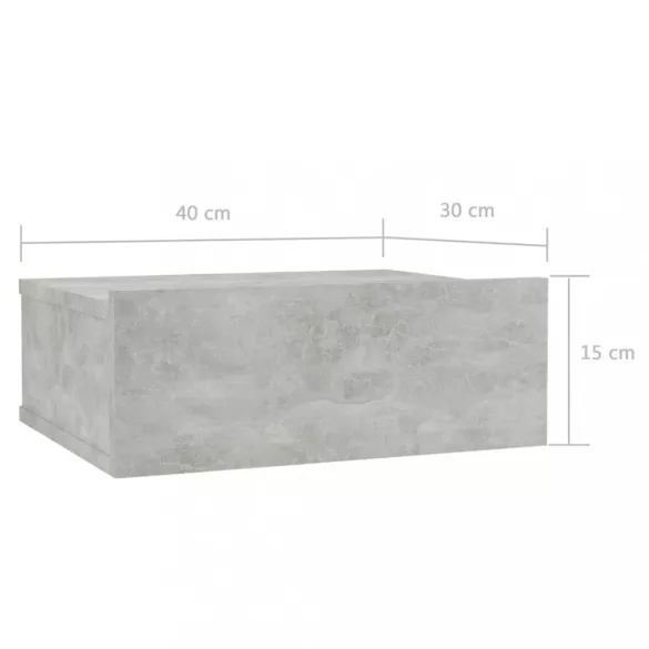 2 db betonszürke szerelt fa függő éjjeliszekrény 40x30x15 cm
