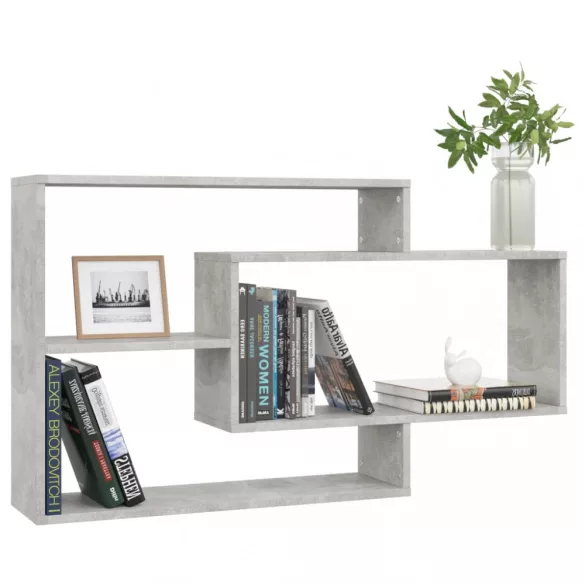 betonszürke szerelt fa fali polc 104 x 20 x 58,5 cm