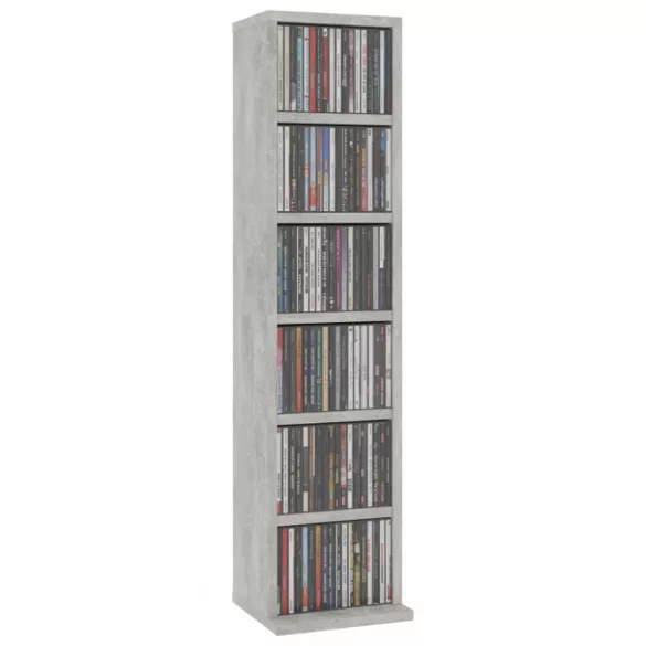 betonszürke szerelt fa CD-szekrény 21 x 20 x 88 cm