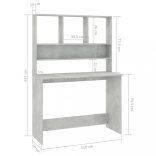 betonszürke forgácslap íróasztal polcokkal 110 x 45 x 157 cm