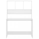 magasfényű fehér forgácslap íróasztal polcokkal 110x45x157 cm