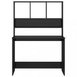 magasfényű fekete forgácslap íróasztal polcokkal 110x45x157 cm