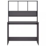 magasfényű szürke forgácslap íróasztal polcokkal 110x45x157 cm