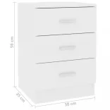 fehér szerelt fa éjjeliszekrény 38 x 35 x 56 cm