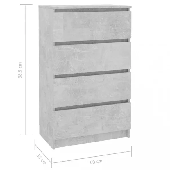 betonszürke szerelt fa tálalószekrény 60 x 35 x 98,5 cm