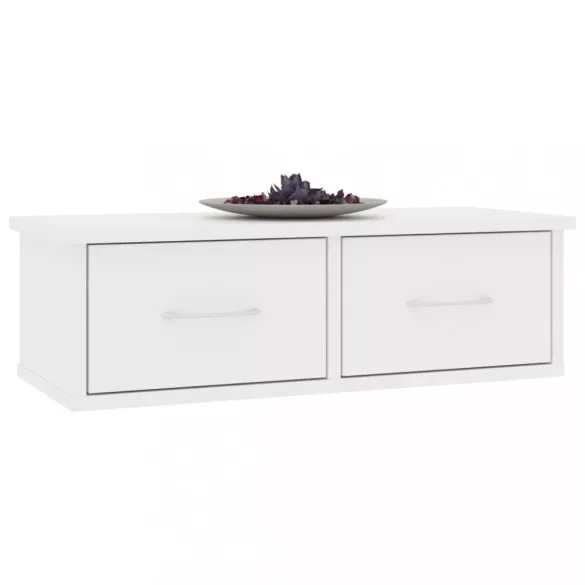 fehér szerelt fa falra szerelhető fiókos polc 60 x 26 x 18,5 cm