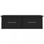 fekete szerelt fa falra szerelhető fiókos polc 60x26x18,5 cm