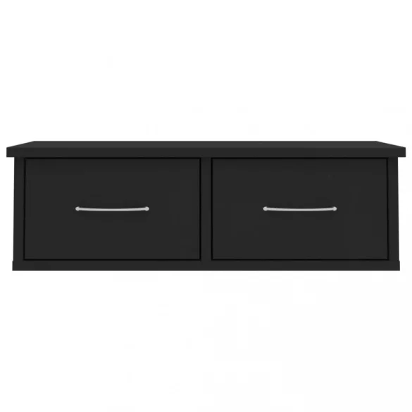 fekete szerelt fa falra szerelhető fiókos polc 60x26x18,5 cm