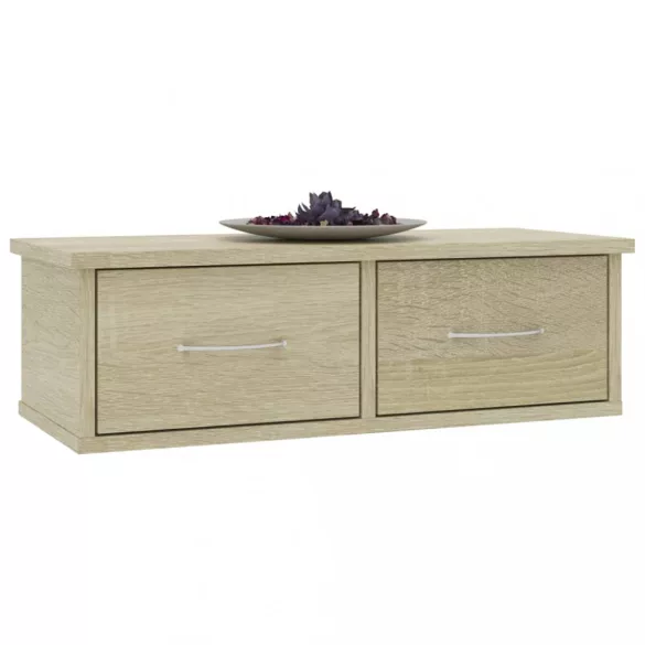 sonoma tölgy szerelt fa falra szerelhető fiókos polc