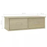 sonoma tölgy szerelt fa falra szerelhető fiókos polc