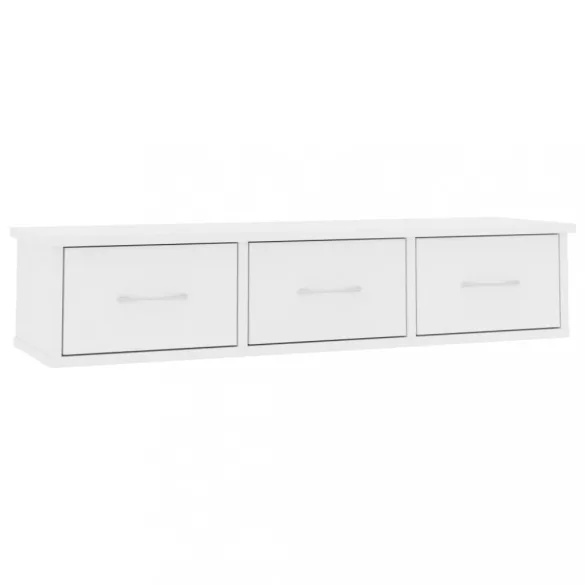 fehér falra szerelhető szerelt fa fiókos polc 88 x 26 x 18,5 cm