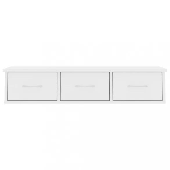 fehér falra szerelhető szerelt fa fiókos polc 88 x 26 x 18,5 cm