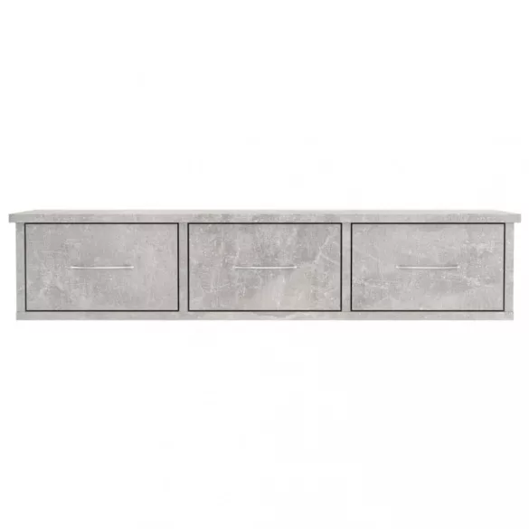 betonszürke falra szerelhető szerelt fa fiókos polc