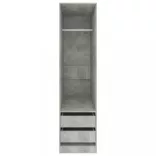 betonszürke szerelt fa ruhásszekrény fiókokkal 50 x 50 x 200 cm