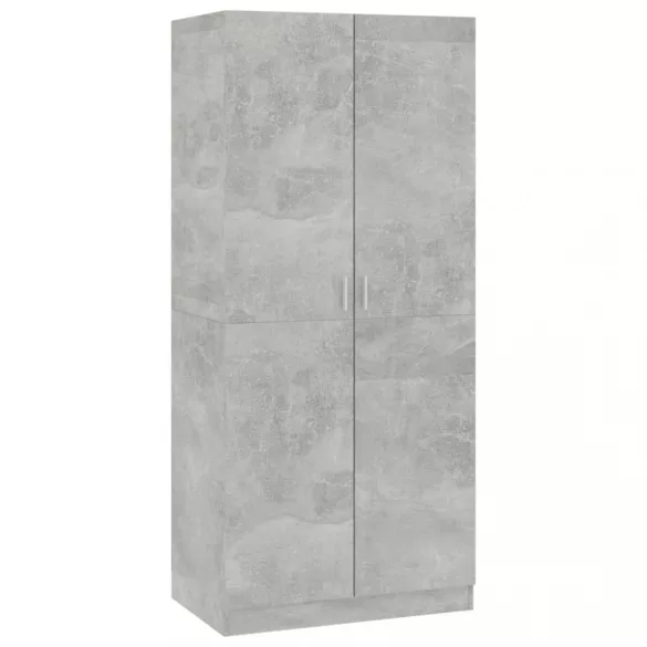 betonszürke szerelt fa ruhásszekrény 80 x 52 x 180 cm