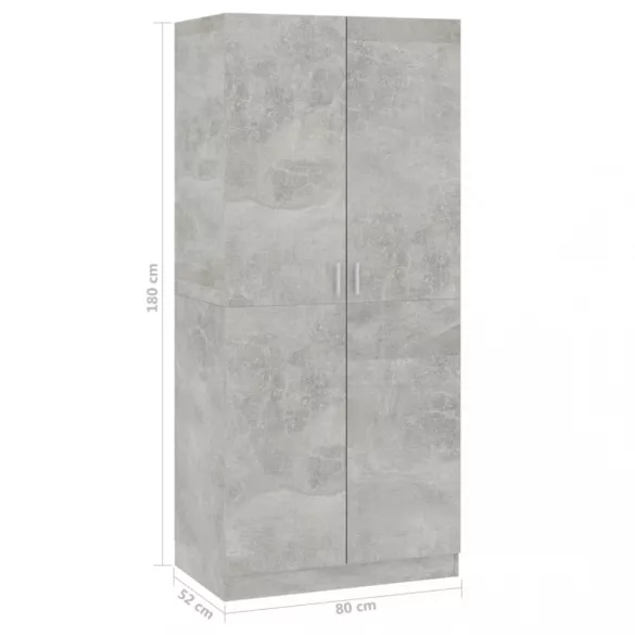 betonszürke szerelt fa ruhásszekrény 80 x 52 x 180 cm