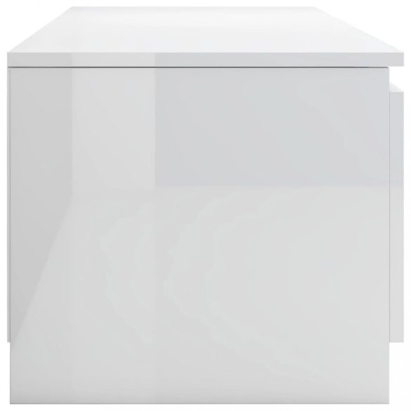 magasfényű fehér szerelt fa TV-szekrény 140 x 40 x 35,5 cm