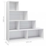 magasfényű fehér könyvszekrény/térelválasztó 155 x 24 x 160 cm