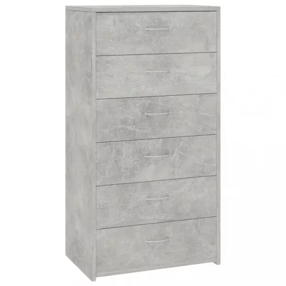 6-fiókos betonszürke szerelt fa tálalószekrény 50 x 34 x 96 cm