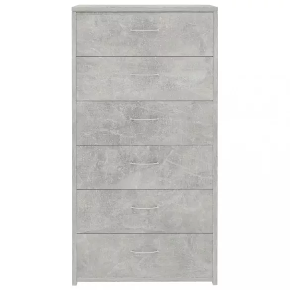 6-fiókos betonszürke szerelt fa tálalószekrény 50 x 34 x 96 cm