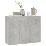 betonszürke szerelt fa tálalószekrény 88 x 30 x 70 cm