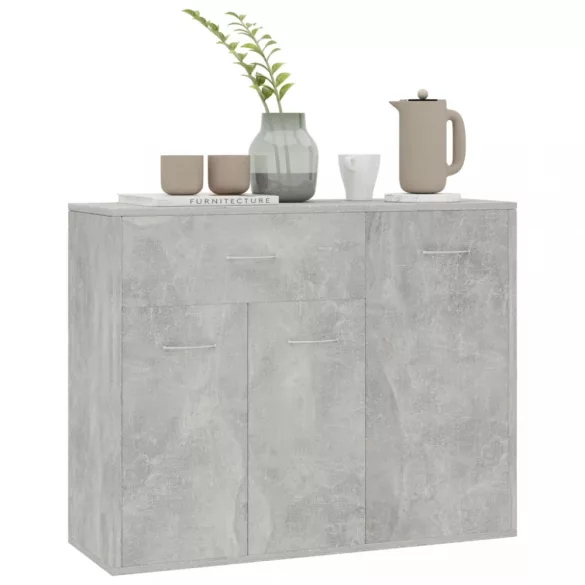 betonszürke szerelt fa tálalószekrény 88 x 30 x 70 cm