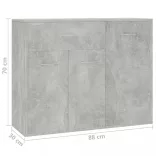 betonszürke szerelt fa tálalószekrény 88 x 30 x 70 cm
