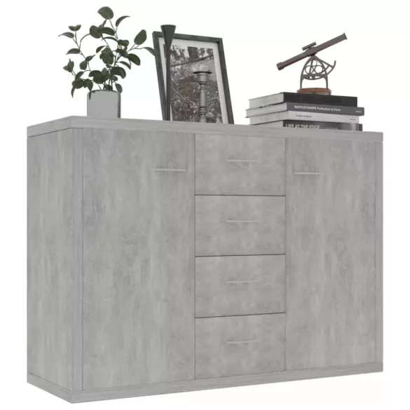 betonszürke szerelt fa tálalószekrény 88 x 30 x 65 cm
