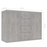 betonszürke szerelt fa tálalószekrény 88 x 30 x 65 cm