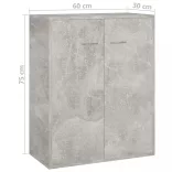 betonszürke szerelt fa tálalószekrény 60 x 30 x 75 cm