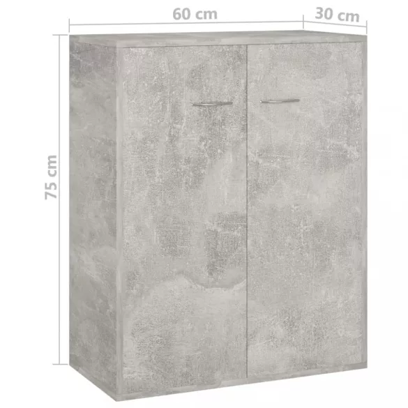 betonszürke szerelt fa tálalószekrény 60 x 30 x 75 cm